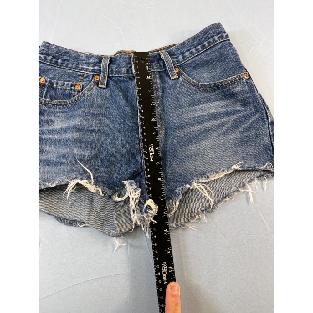 Levis Premium 501 Original Cut Off Denim Shorts Blue High Waisted W27 32317-0105 - Picture 13 of 14